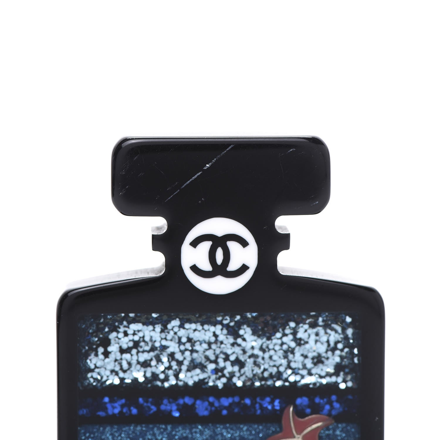 Chanel Resin CC Perfume Bottle Brooch Black Multicolor 5 of 6