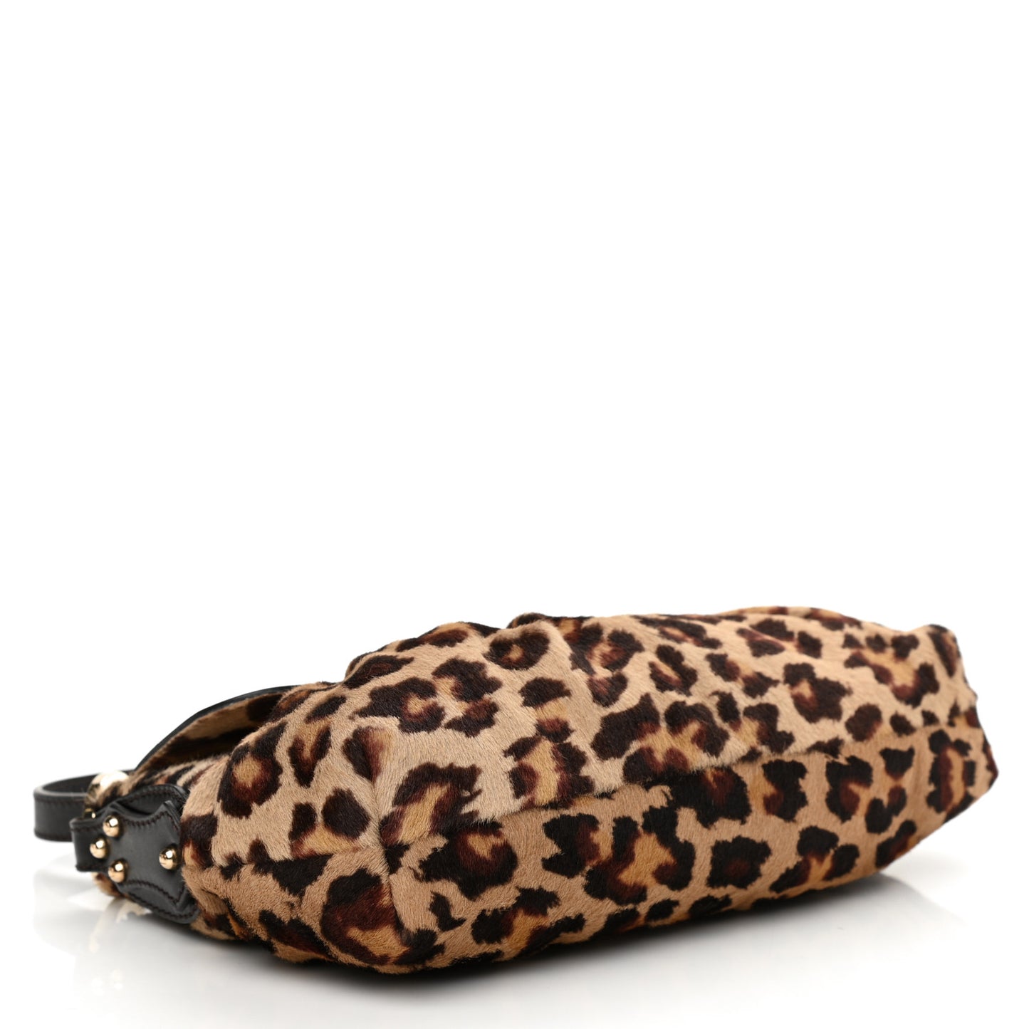 Calf Hair Leopard Small Chef Shoulder Bag Tobacco