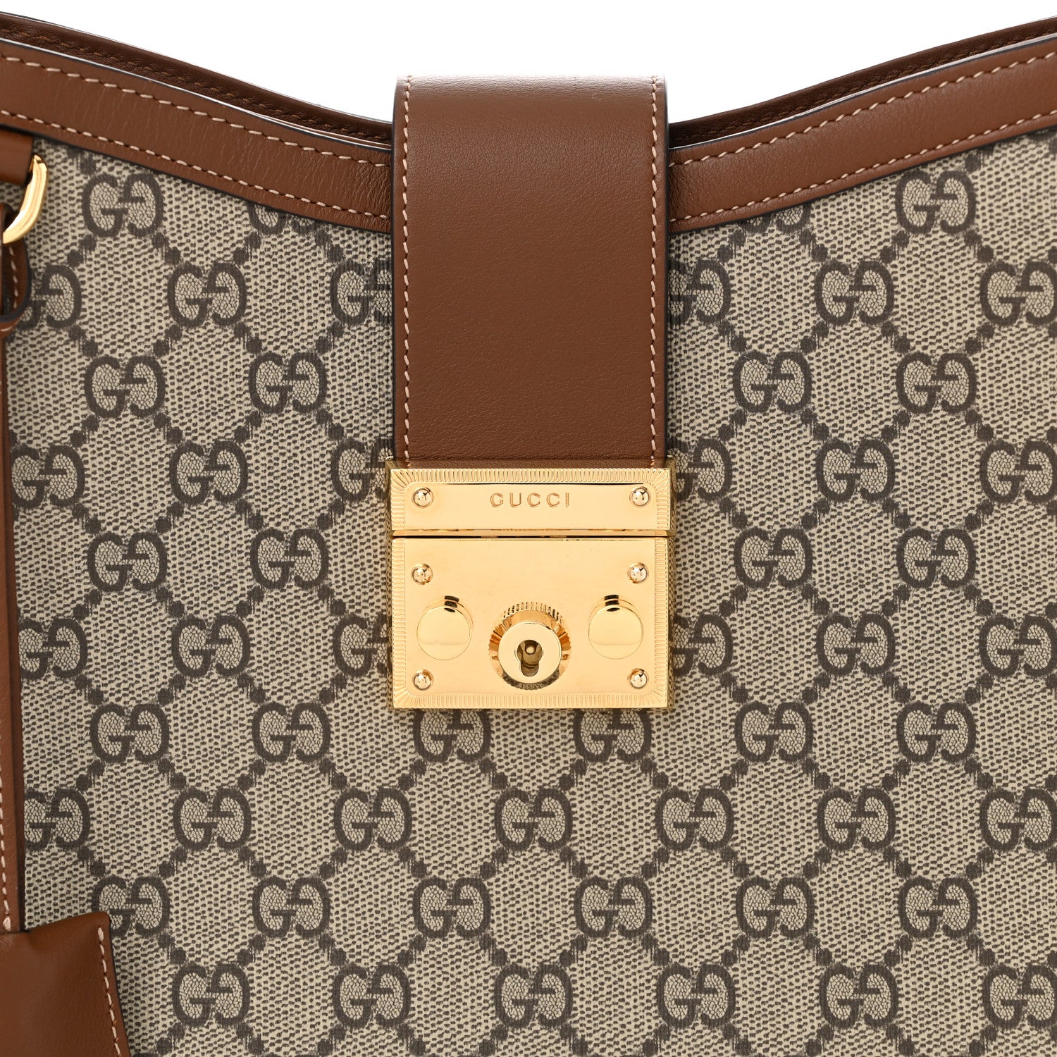 Gucci GG Supreme Monogram Medium Padlock Shoulder Bag Beige Ebony Brown Sugar 8 of 10