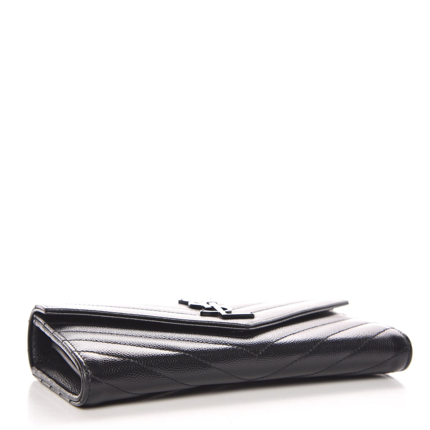 Grain De Poudre Matelasse Chevron Monogram Flap Wallet Black