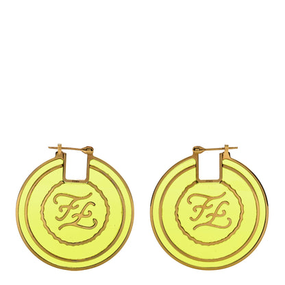 Fendi Enamel FF Karligraphy Hoop Earrings Yellow Gold 1 of 4