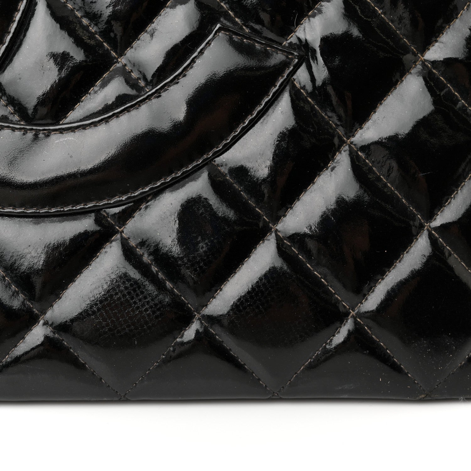 Chanel Patent Quilted Grand Shopping Tote GST Black 19 of 26