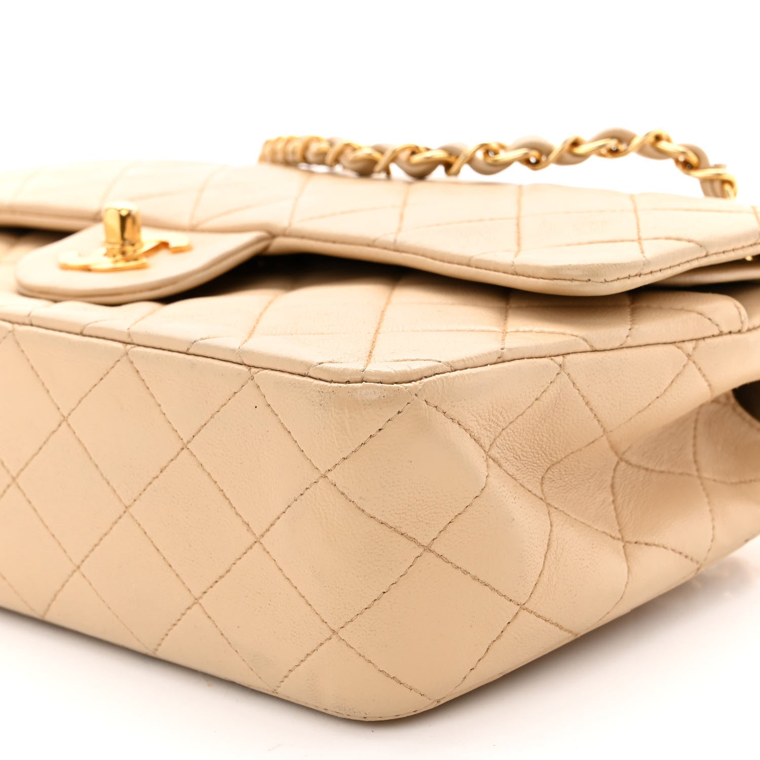 Chanel Lambskin Quilted Medium Double Flap Beige 10 of 10