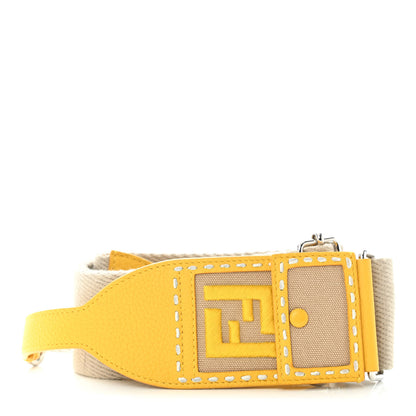 Fendi Ribbon Vitello Volanato FF Embroidered Adjustable Strap You Nuvola Yellow 1 of 4