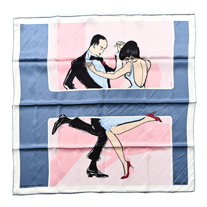 Hermes Silk Swinging Saint Germain Scarf 70 Bleu Jean Rose White 1 of 5