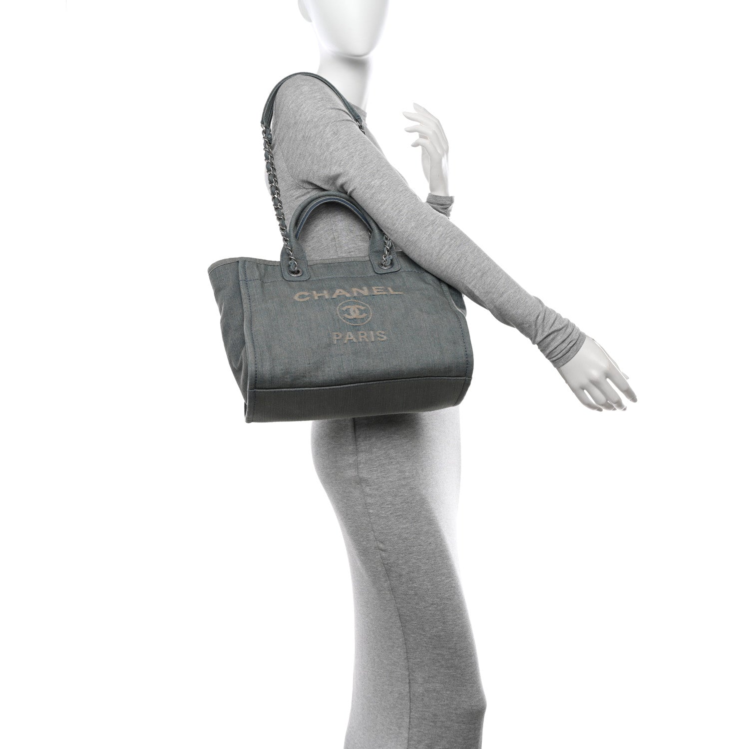 Chanel Denim Small Deauville Tote Light Blue 2 of 12