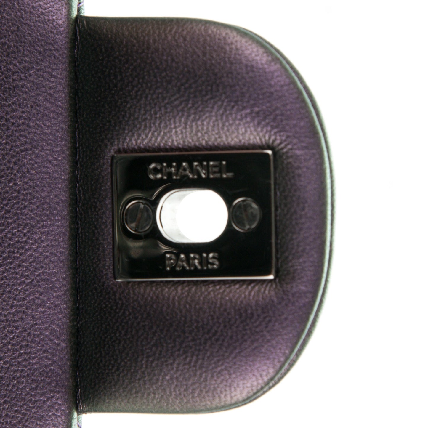 Metallic Lambskin Quilted Medium Double Flap Dark Purple