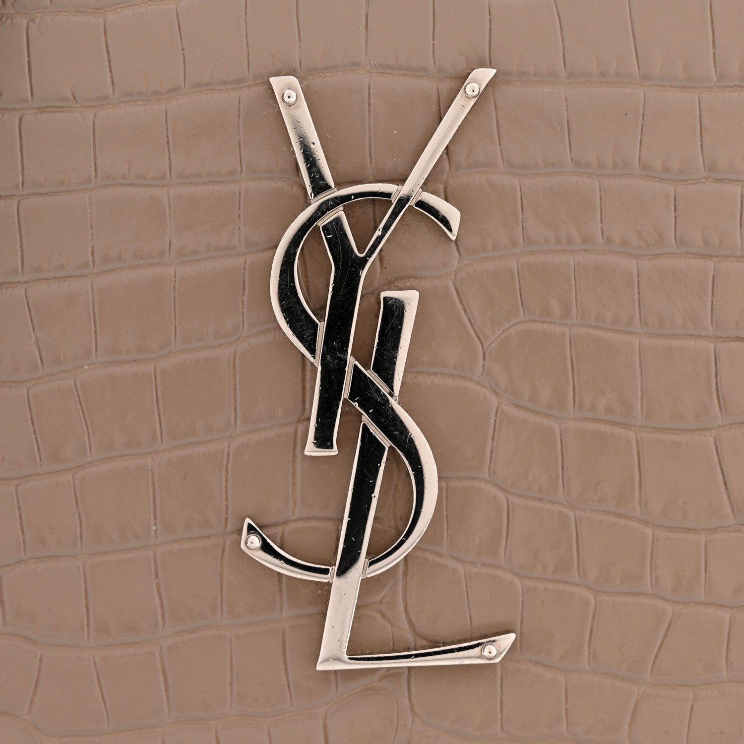 Saint Laurent Calfskin Crocodile Embossed Medium Monogram Sunset Dusty Grey 15 of 16