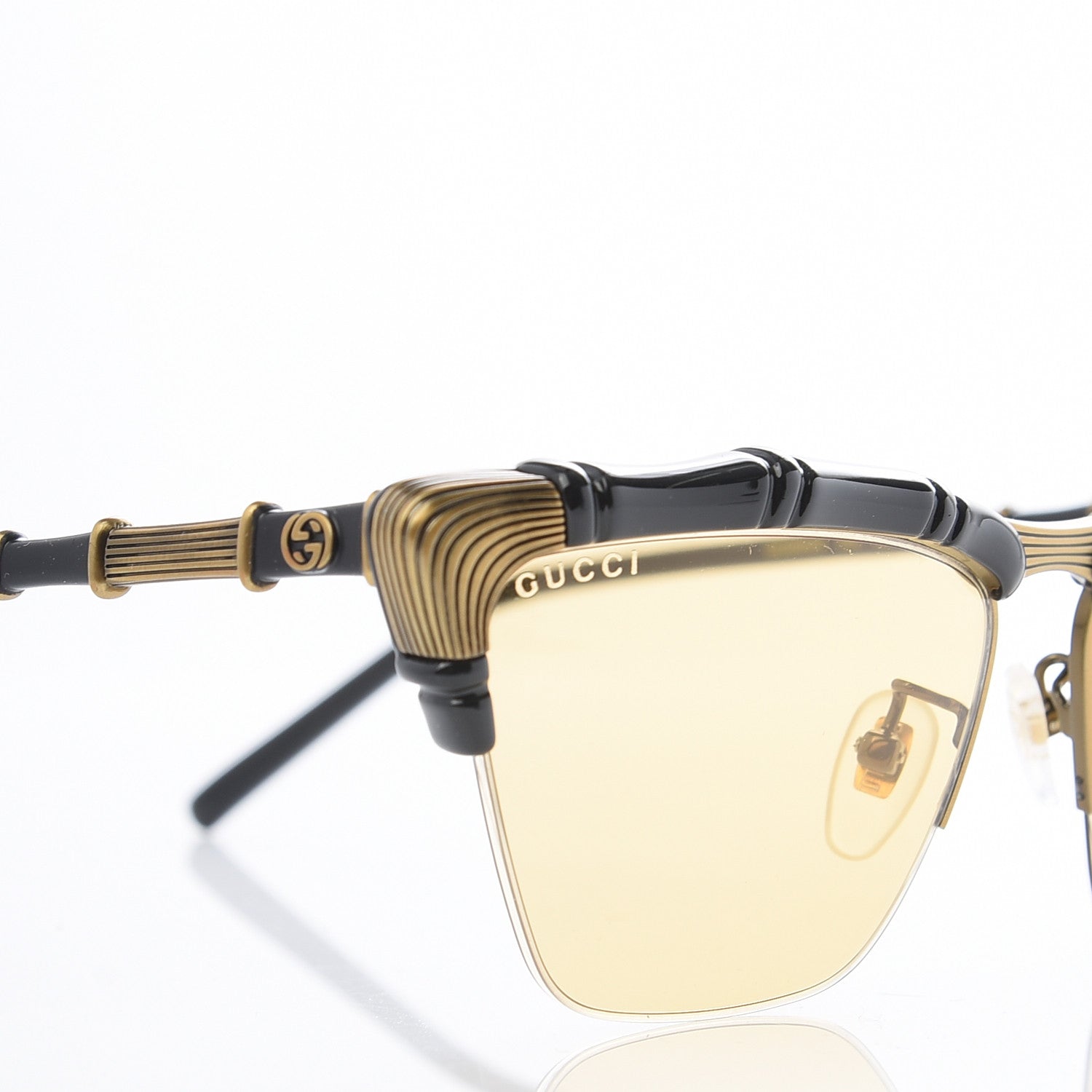 Gucci Acetate Metal Bamboo Sunglasses GG660S Black Yellow 7 of 7