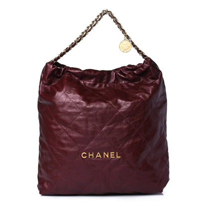 Chanel Metallic Calfskin Quilted Large Chanel 22 Burgundy 3 of 9