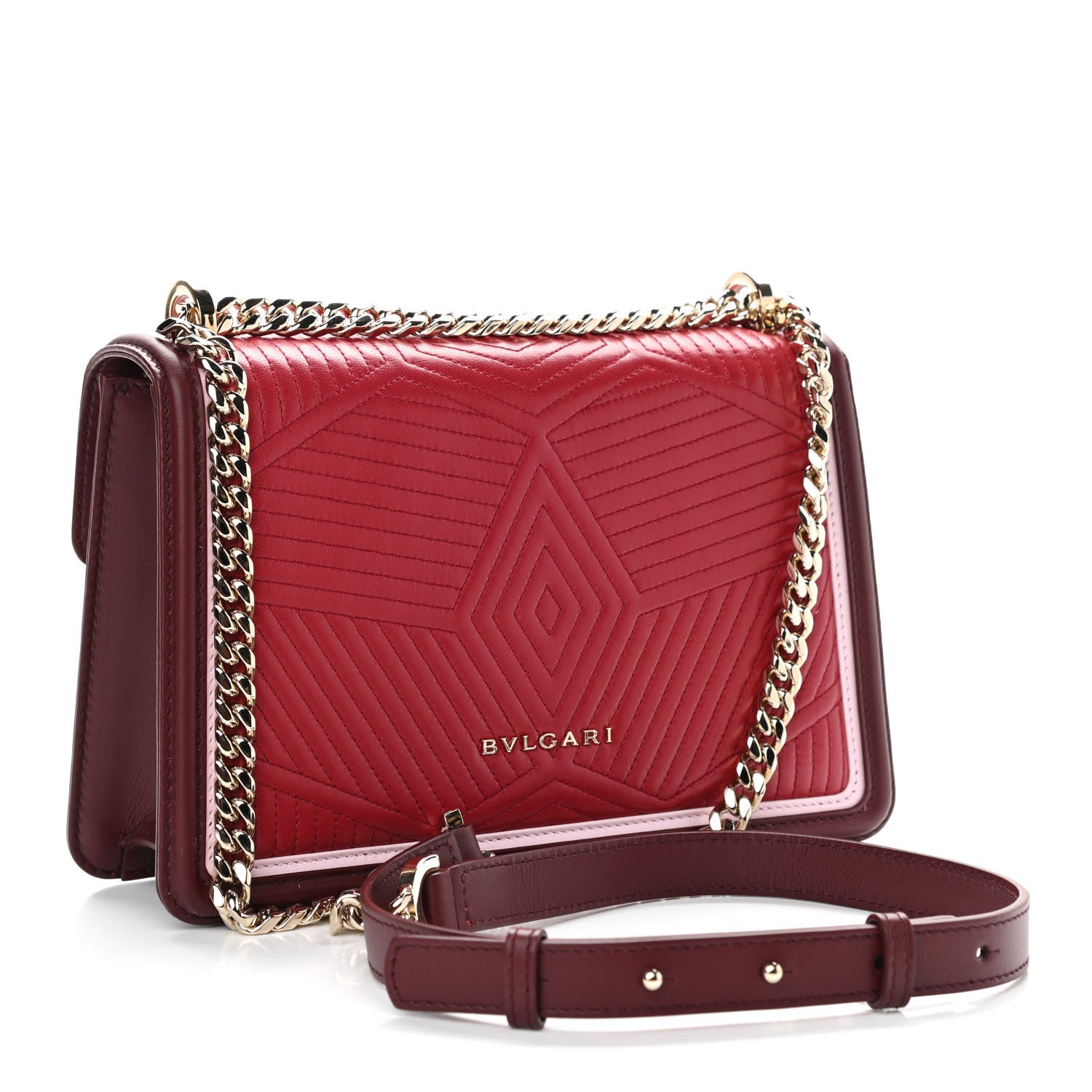 Bulgari Quilted Nappa Smooth Calfskin Serpenti Forever Diamond Blast Shoulder Bag Red 3 of 10