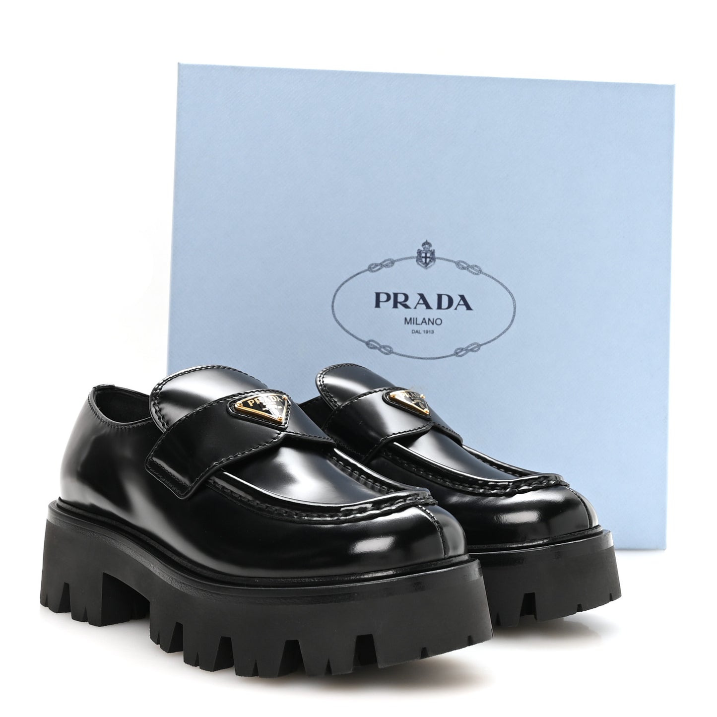 Spazzolato Metal Triangle Logo 50mm Loafers 37 Black