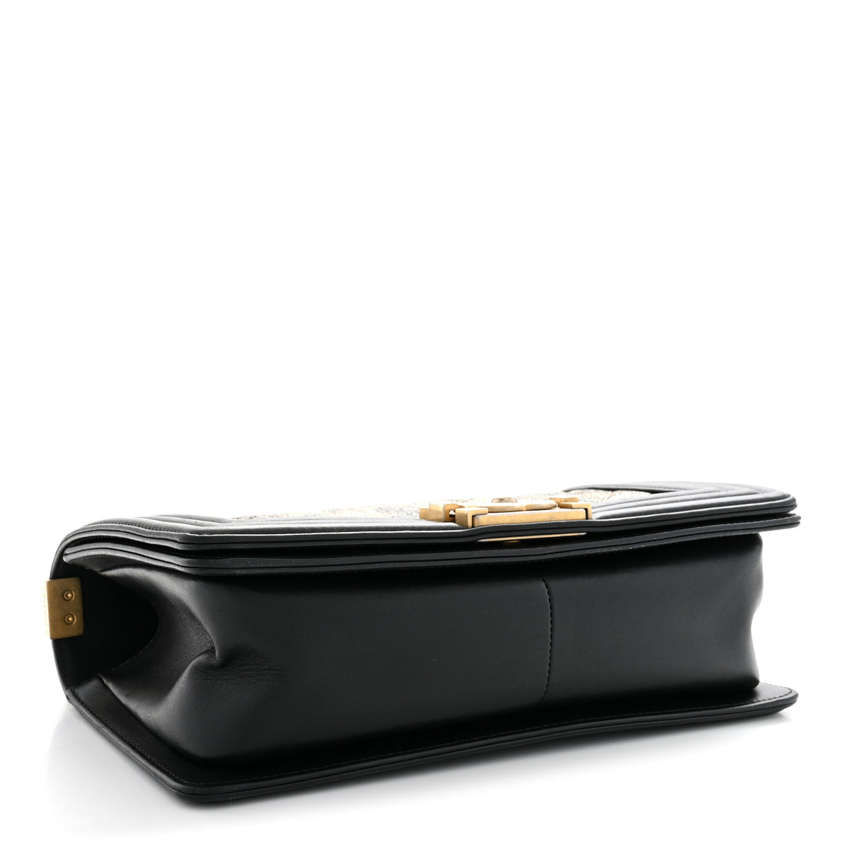 Chanel Metallic Crumpled Goatskin Medium Boy Flap Black Gold 3 of 10