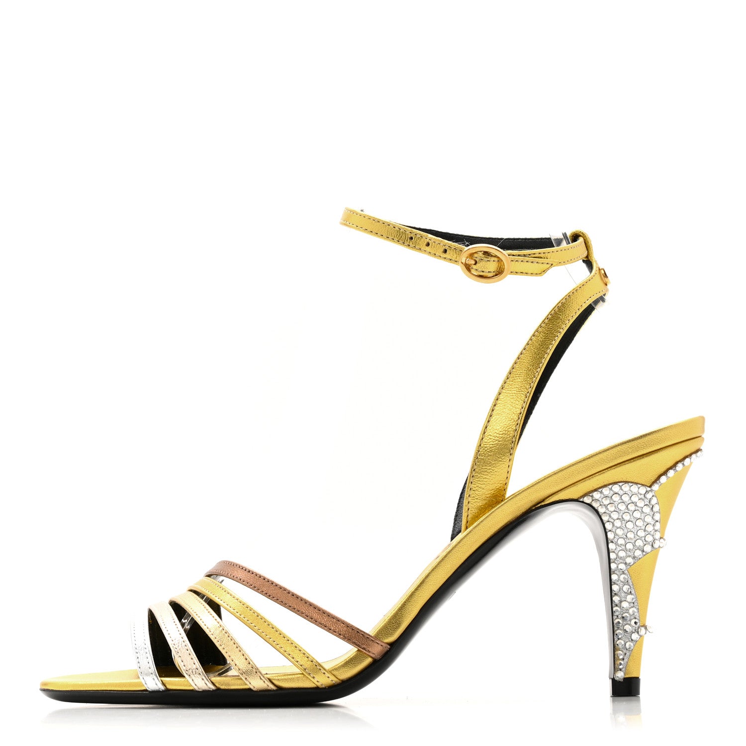 Valentino Garavani Laminated Nappa Crystal Ladycrush 85mm Sandals 37.5 Multicolor Silver 1 of 11