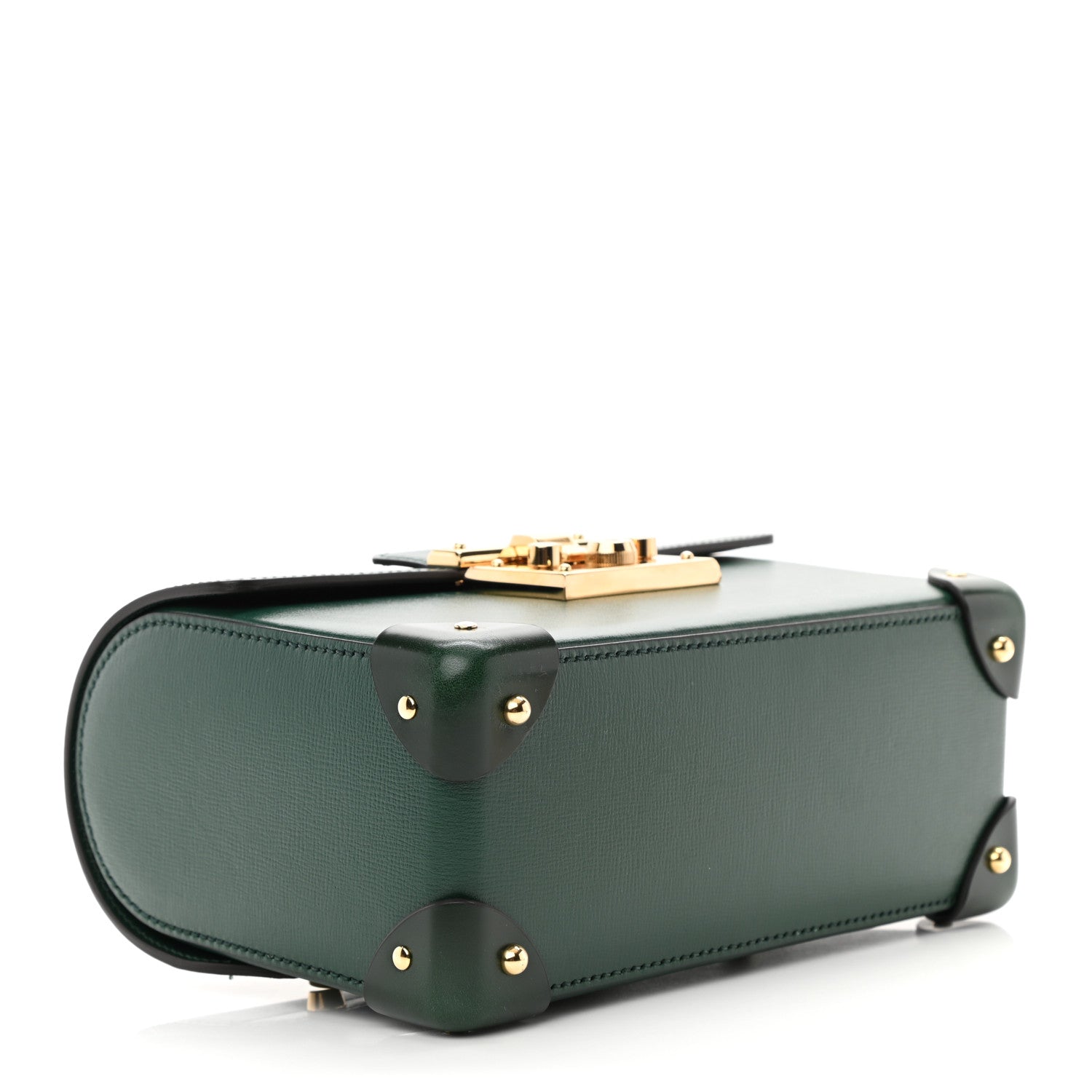 Gucci Azalea Calfskin Small Padlock Bamboo Shoulder Bag Vintage Green 4 of 10