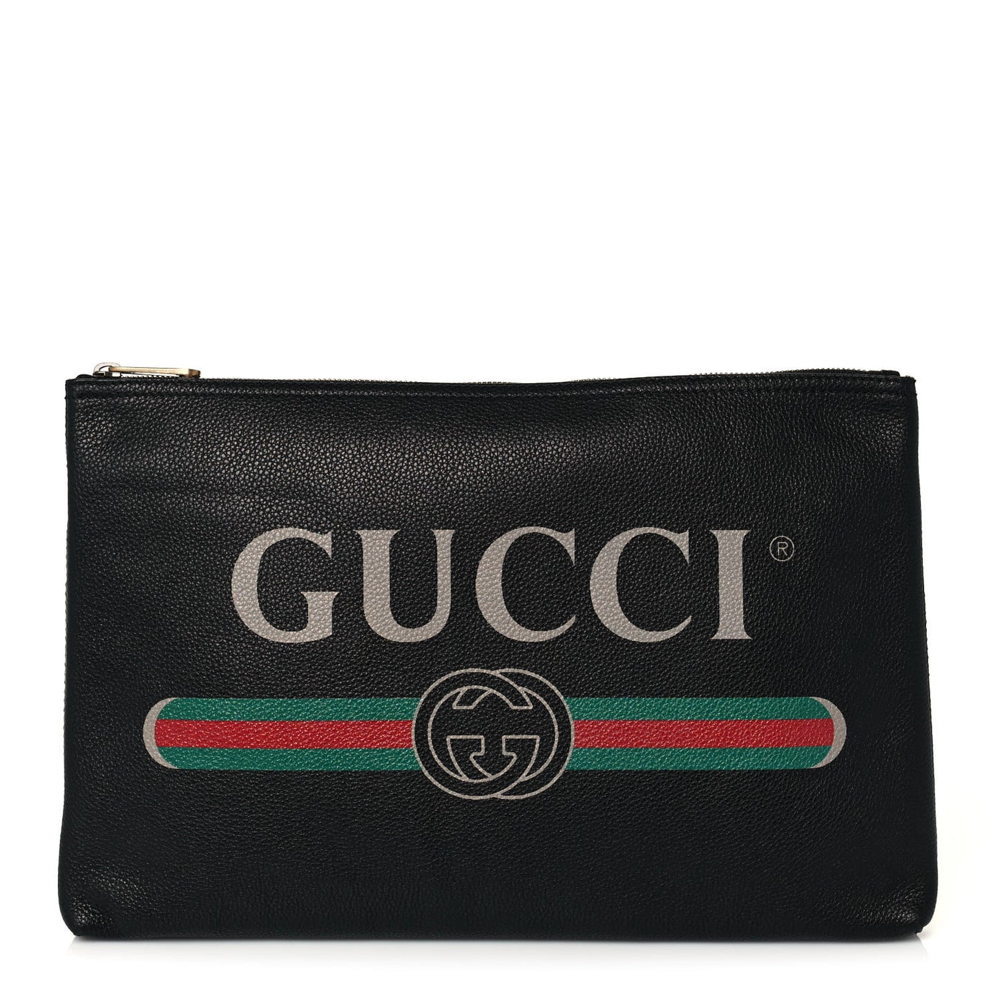 Pebbled Calfskin Large Logo Portfolio Clutch Black