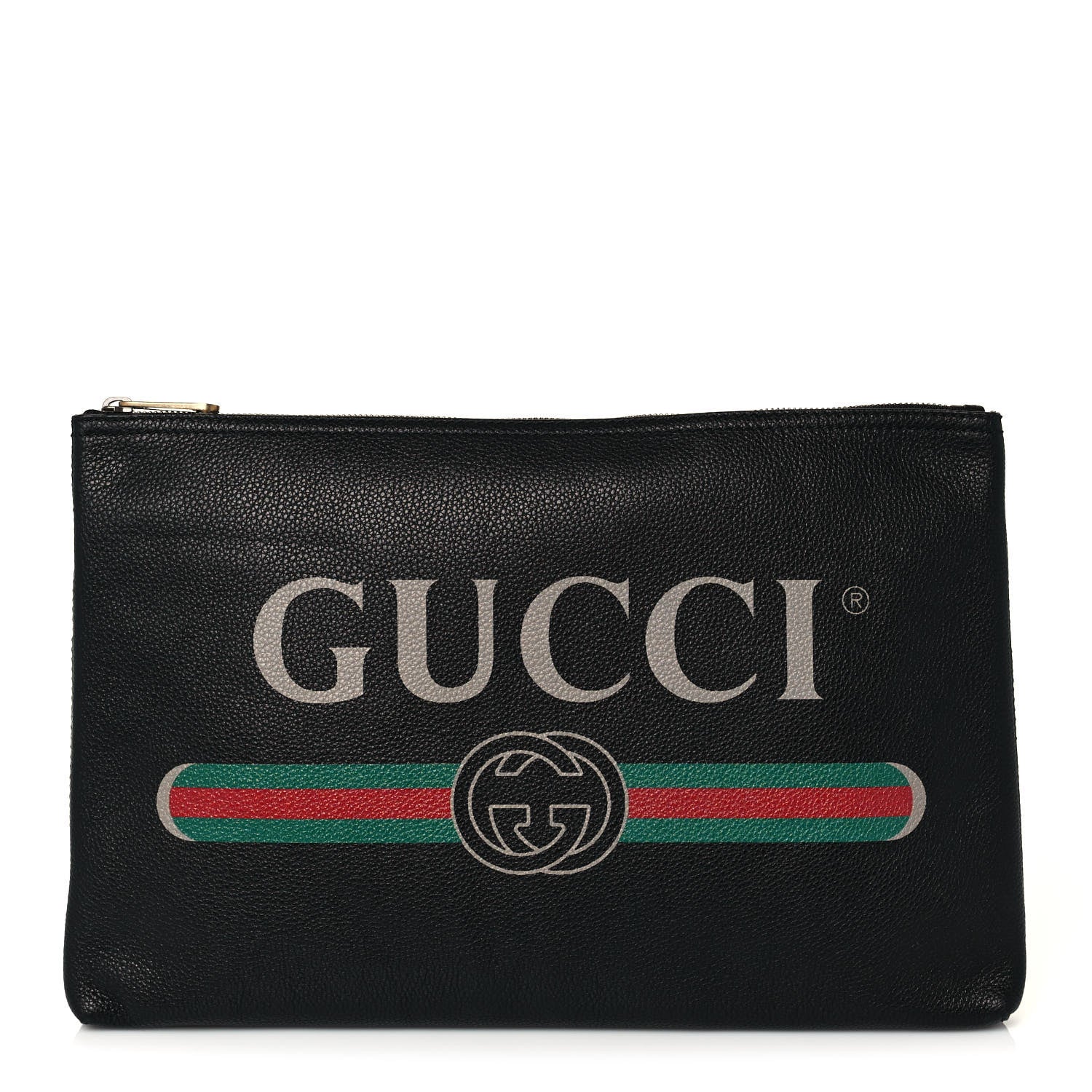 Gucci Pebbled Calfskin Large Logo Portfolio Clutch Black 1 of 12