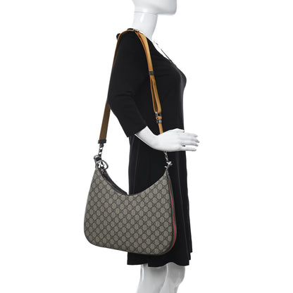 Gucci GG Supreme Monogram Textured Calfskin Web Large Attache Shoulder Bag Beige Ebony New Acero 2 of 9