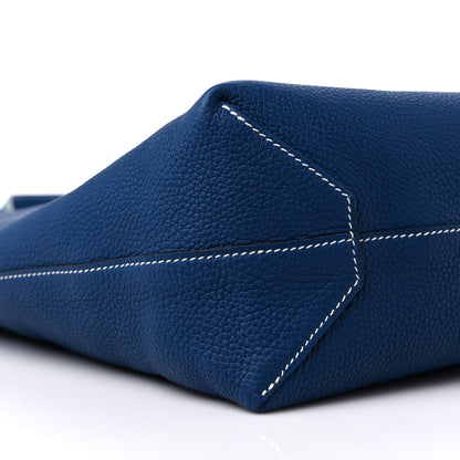 Hermes Taurillon Clemence Double Sens 36 Reversible Tote Deep Bleu Vert Bosphere 7 of 13