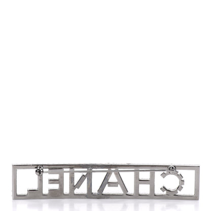 Chanel Crystal Logo Brooch Gray 3 of 4