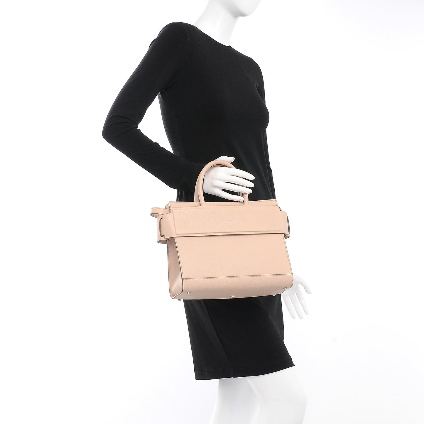 Grained Calfskin Small Horizon Satchel Nude Pink