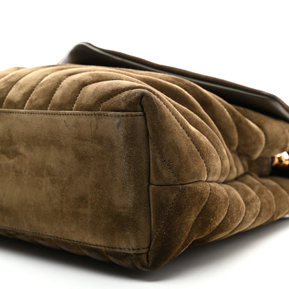 Saint Laurent Suede Y Quilted Monogram Medium Loulou Chain Satchel Seaweed 10 of 10