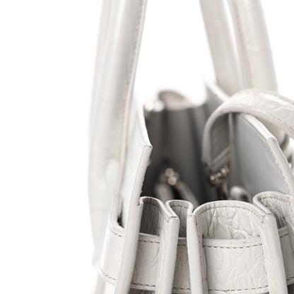 Saint Laurent Calfskin Crocodile Embossed Small Sac De Jour White Souffle 17 of 19