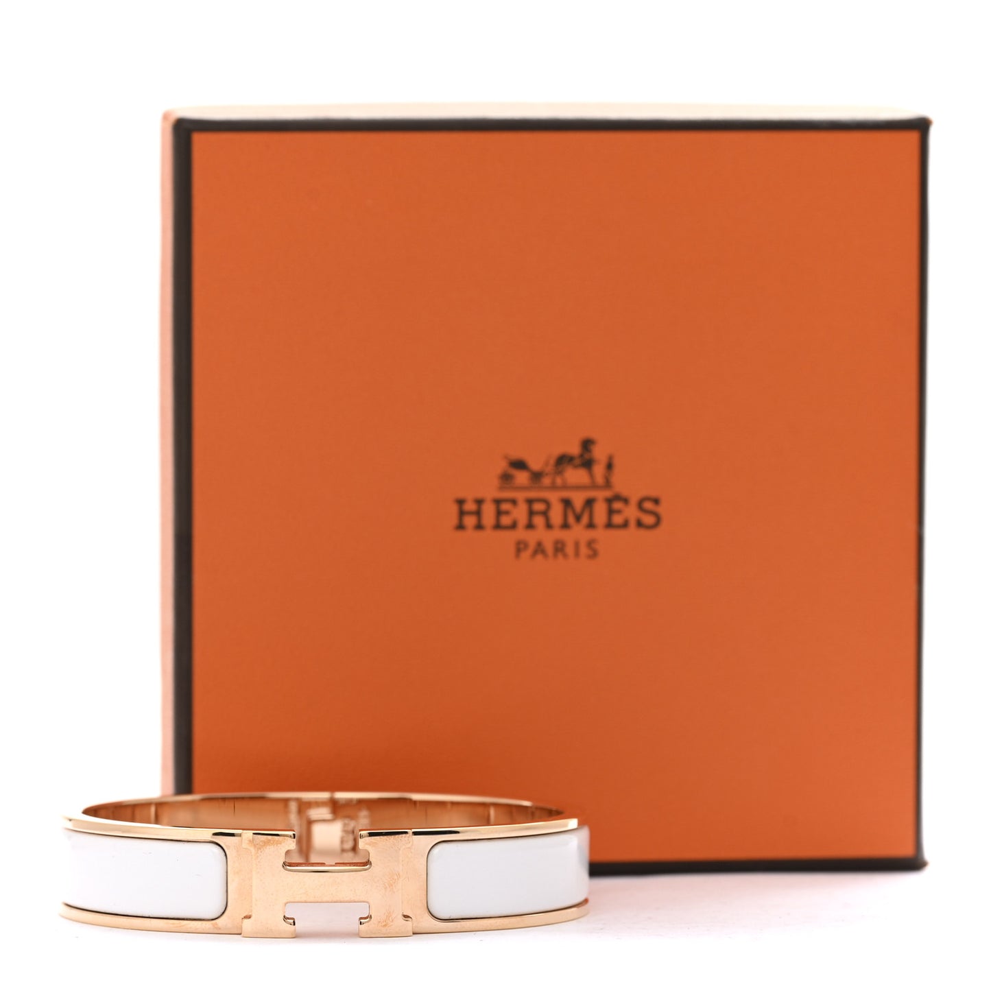 Enamel Narrow Clic Clac H Bracelet PM White
