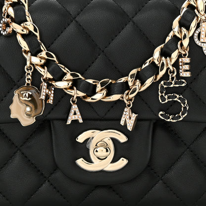 Chanel Lambskin Quilted Mini Coco Charms Rectangular Flap Black 8 of 11