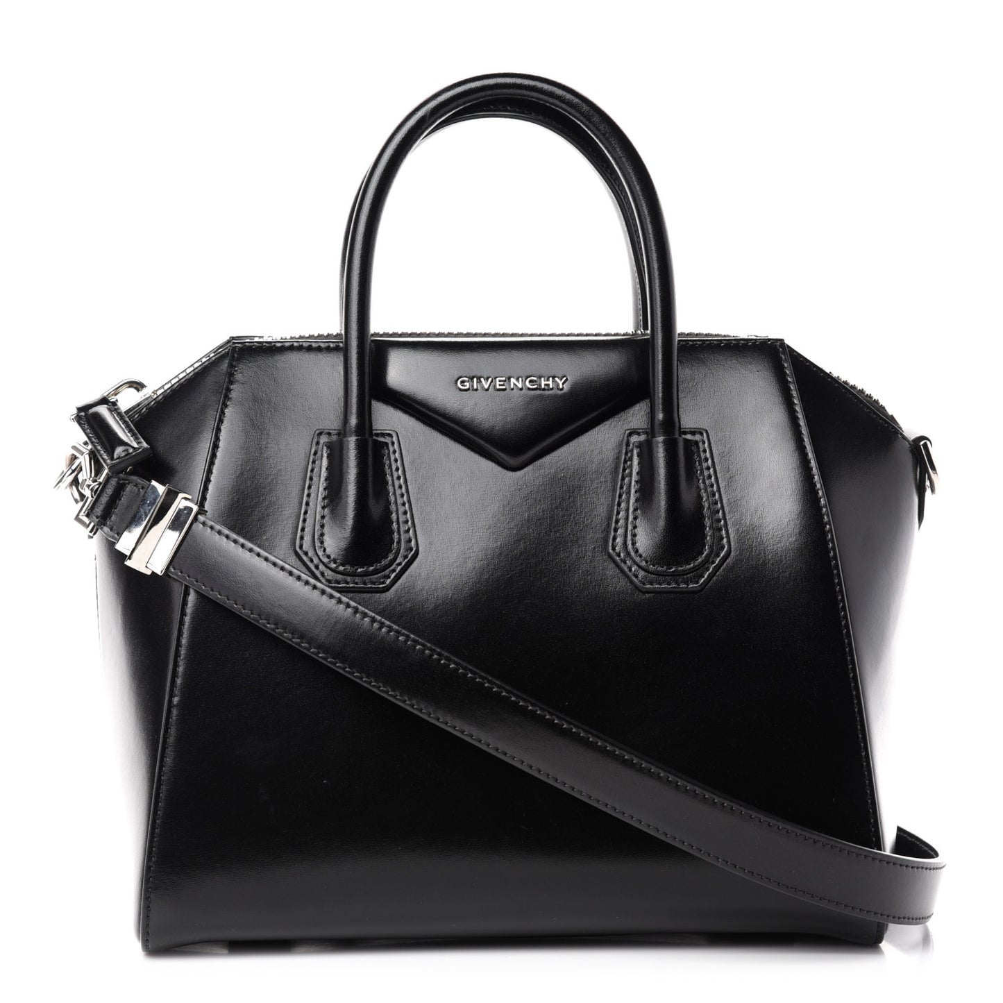 Shiny Lord Calfskin Small Antigona Black