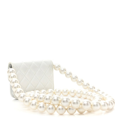 Chanel Calfskin Quilted Maxi Pearls Clutch With Chain White 3 of 14