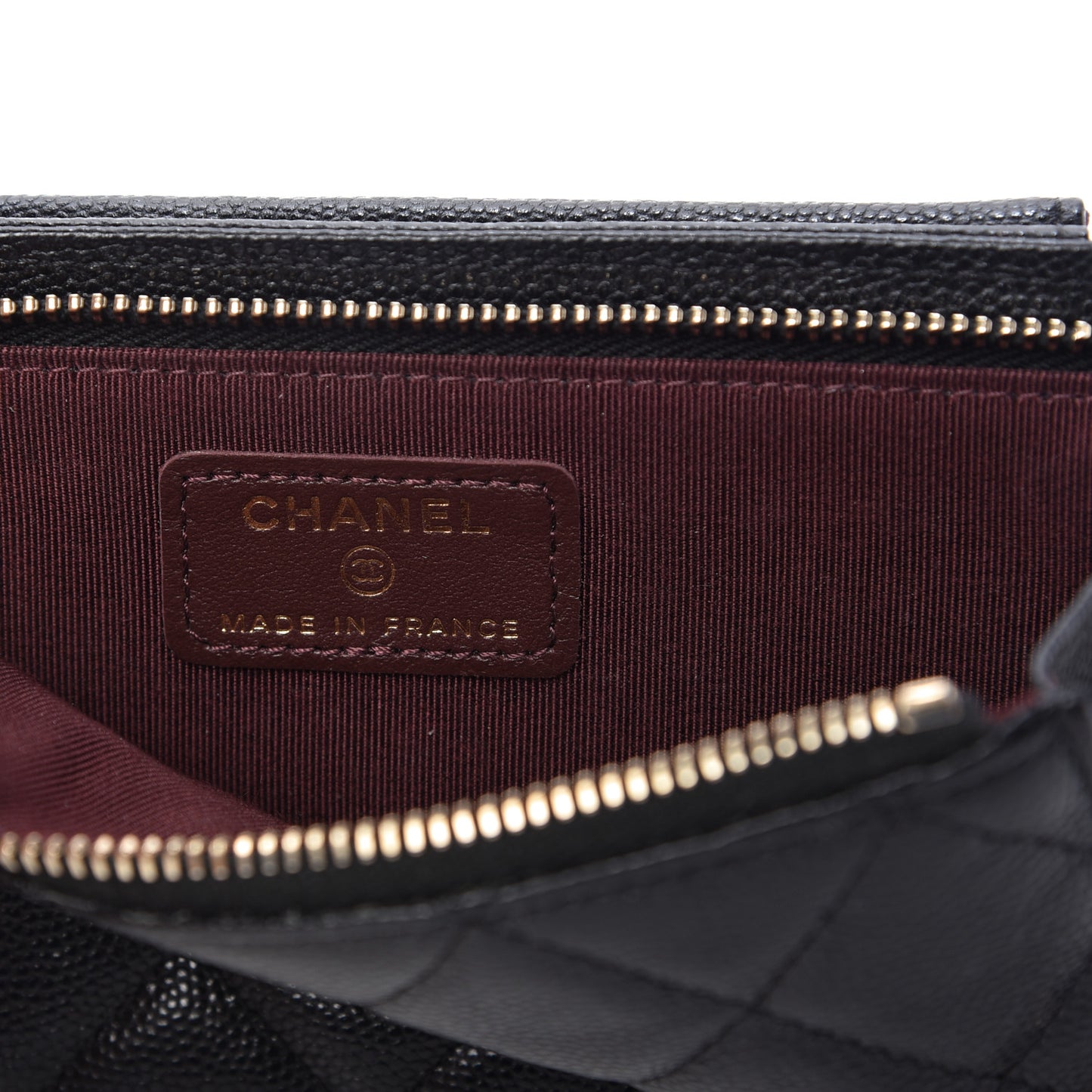 Caviar Quilted Zip Phone Case Black