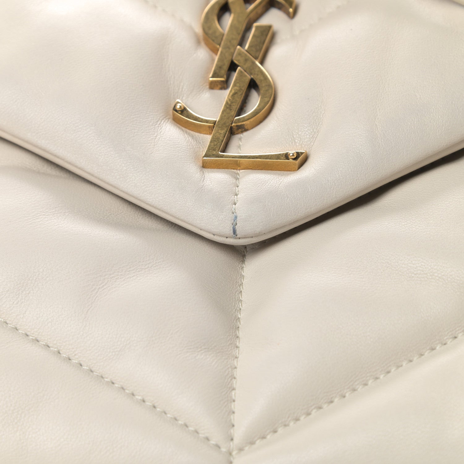 Saint Laurent Lambskin Quilted Small Loulou Puffer Monogram Chain Satchel Crema Soft 14 of 15