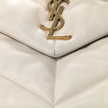 Saint Laurent Lambskin Quilted Small Loulou Puffer Monogram Chain Satchel Crema Soft 14 of 15