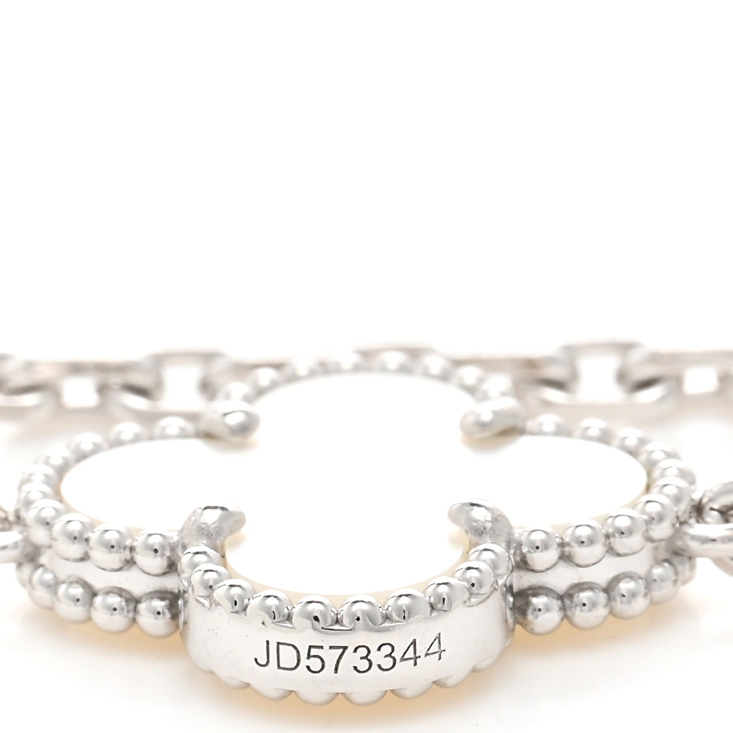 18K White Gold Mother of Pearl 10 Motifs Vintage Alhambra Necklace