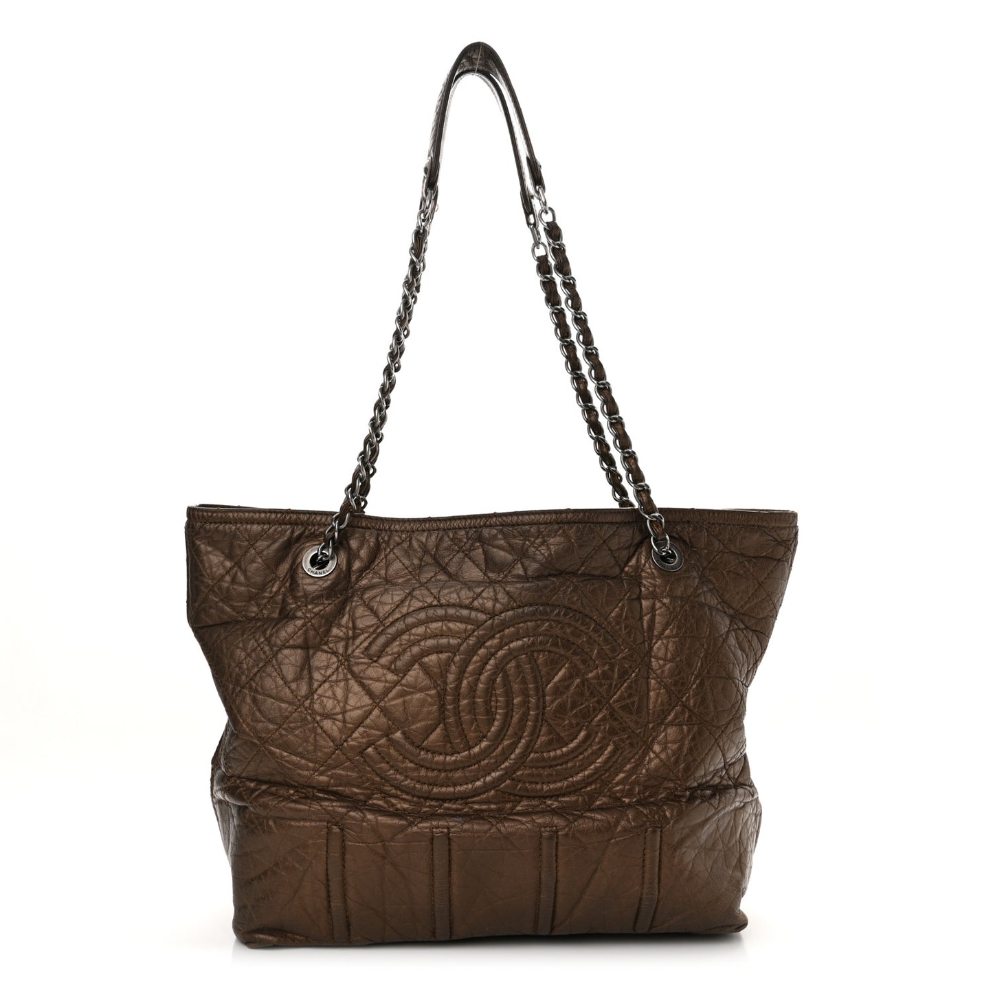 Metallic Aged Calfskin Large Shopping In Moscow Tote Bronze