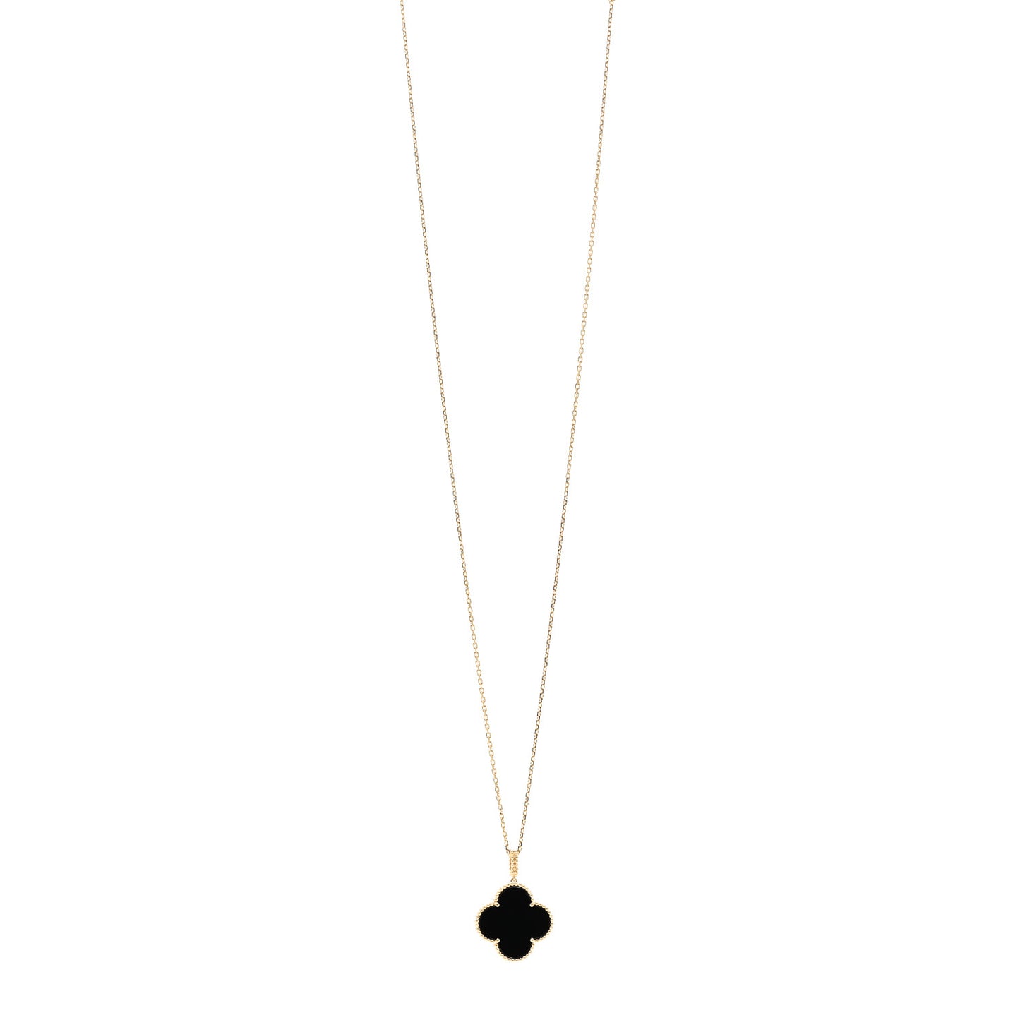 18K Yellow Gold Black Onyx Magic Alhambra Pendant Necklace