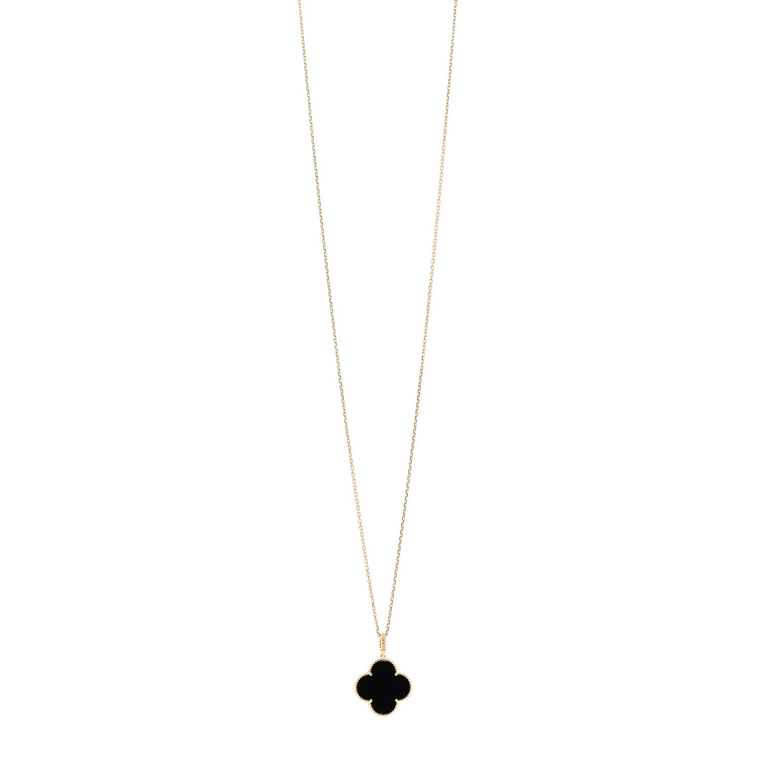 Van Cleef & Arpels 18K Yellow Gold Black Onyx Magic Alhambra Pendant Necklace 1 of 5
