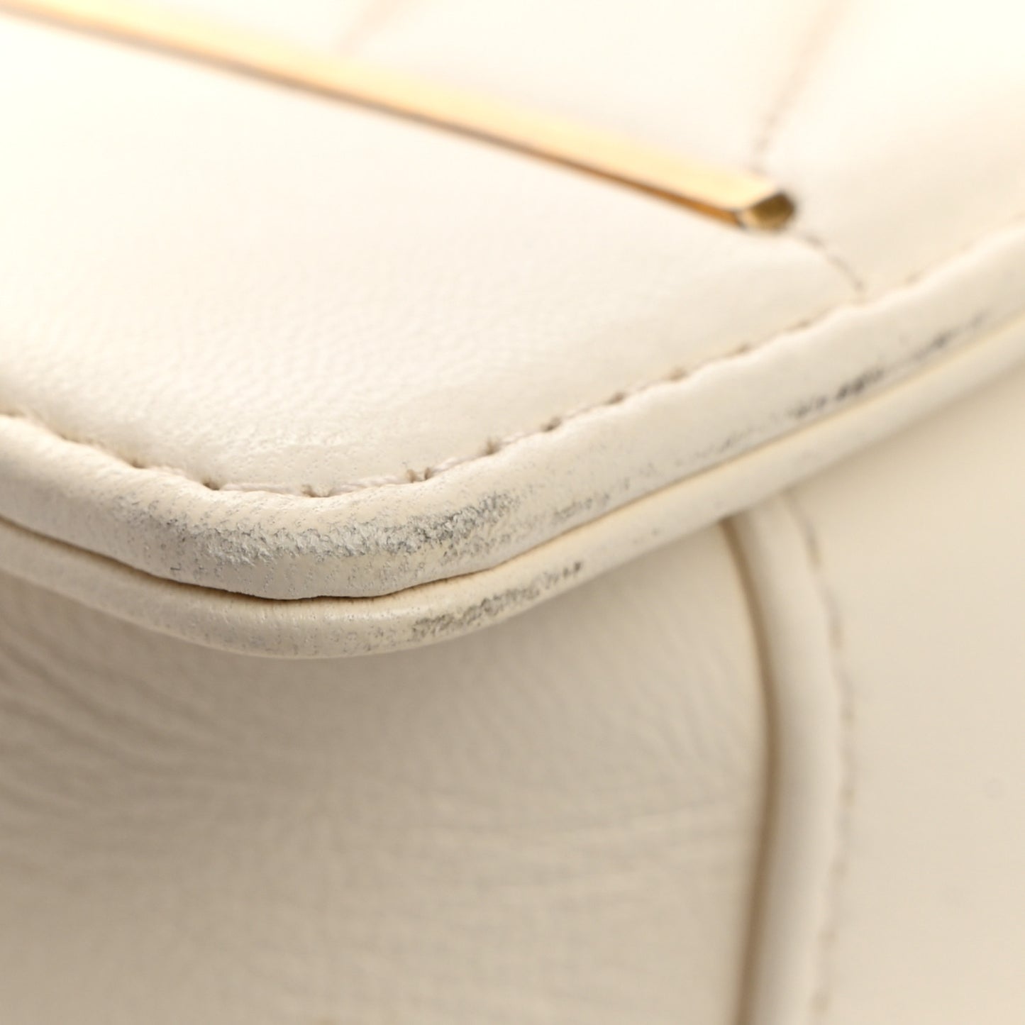Lambskin Reversed Chevron Quilted Flap White