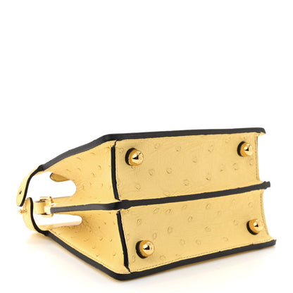 Fendi Ostrich Shiny Nappa Petite Peekaboo I SEE U Satchel Grano 4 of 9