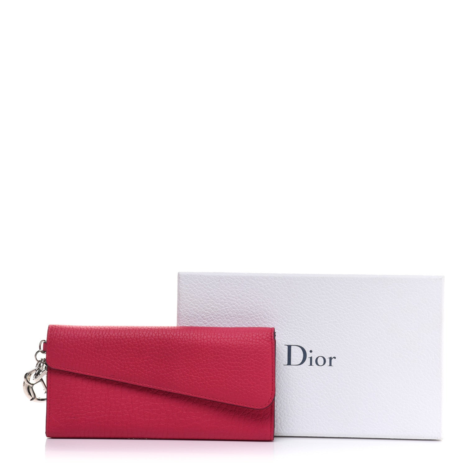 Christian Dior Bullcalf Diorissimo Long Wallet Fuchsia Sky Blue 11 of 11