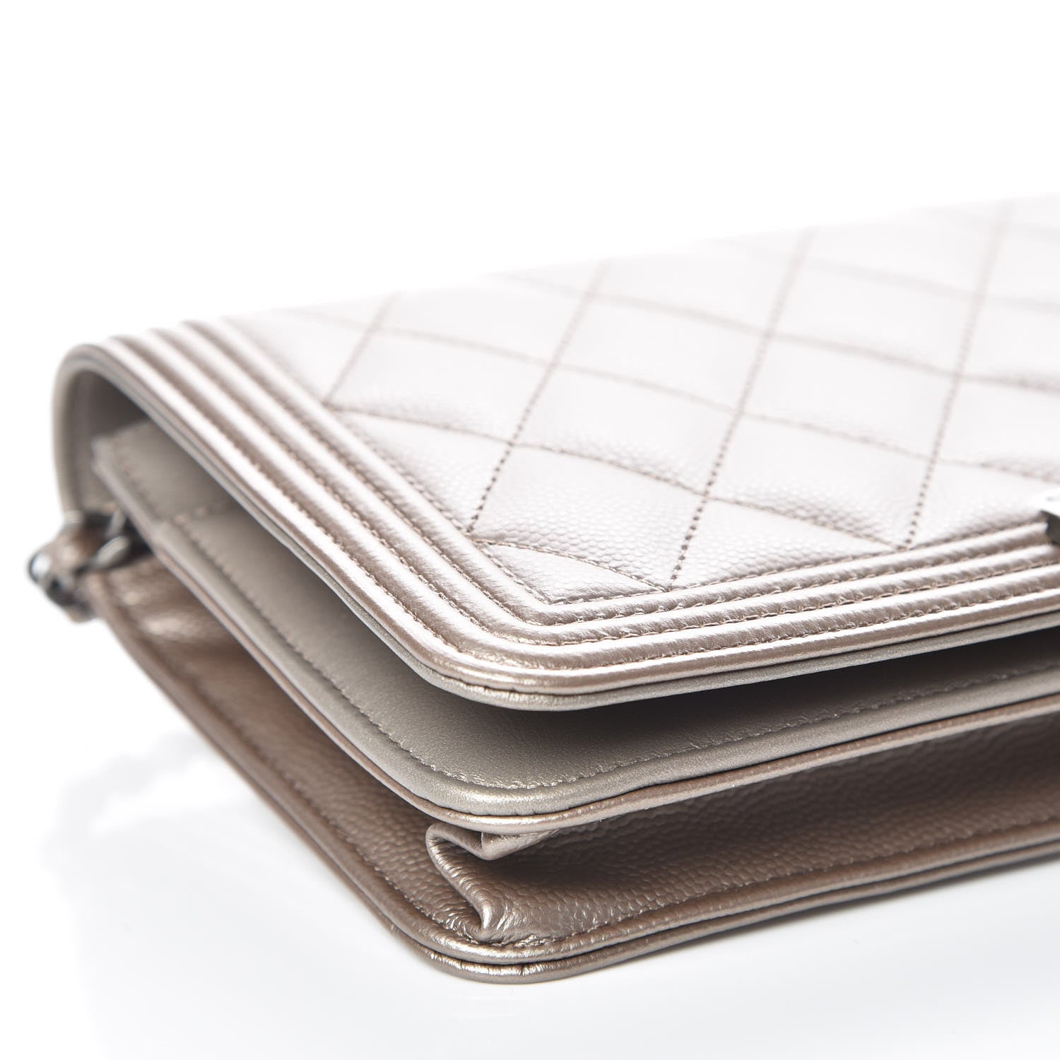 Chanel Metallic Caviar Quilted Boy Wallet On Chain WOC Copper 11 of 13