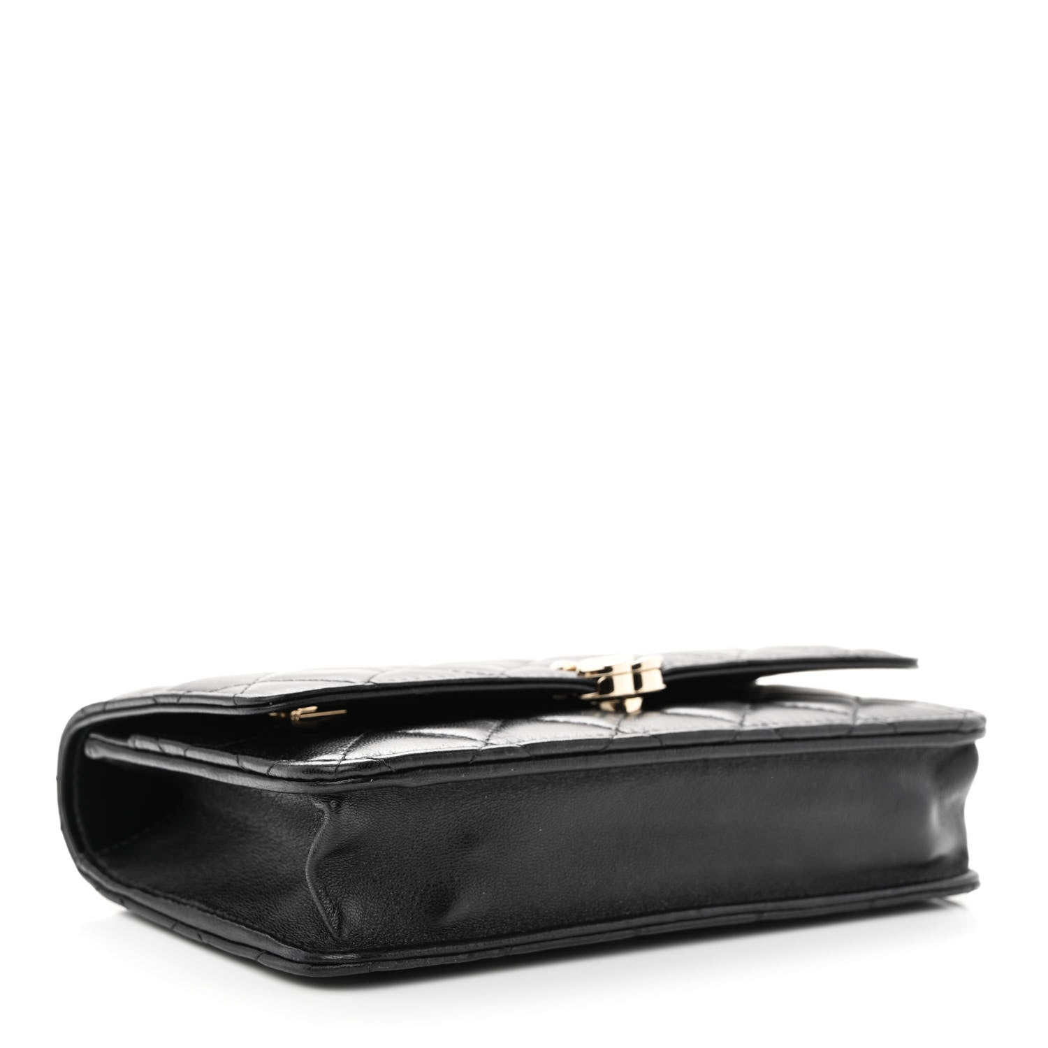 Chanel Lambskin Quilted Top Handle Wallet On Chain WOC Black 4 of 10