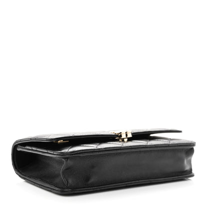 Chanel Lambskin Quilted Top Handle Wallet On Chain WOC Black 4 of 10