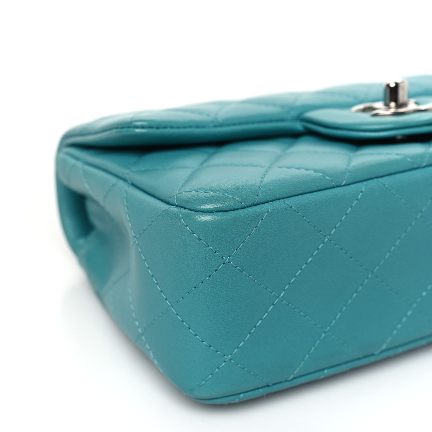 Chanel Lambskin Quilted Mini Rectangular Flap Turquoise 8 of 9