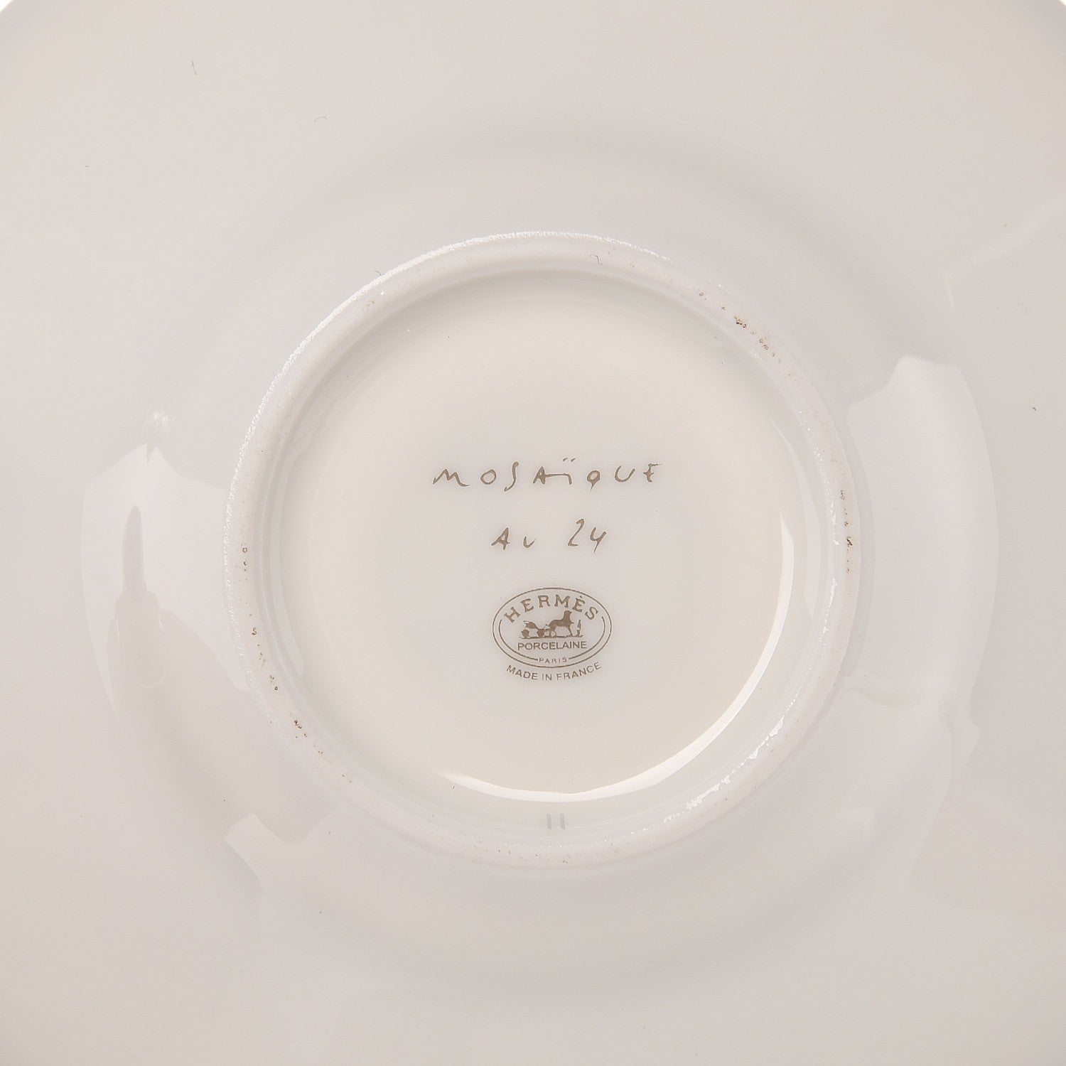 Hermes Porcelain Mosaique Au 24 Platine Tea Cup And Saucer Set Of 2 Platinum 7 of 9