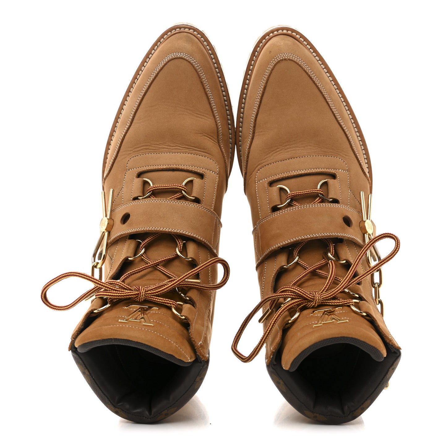 Suede Calfskin Monogram Mens Creeper Ankle Boots 9.5 Beige