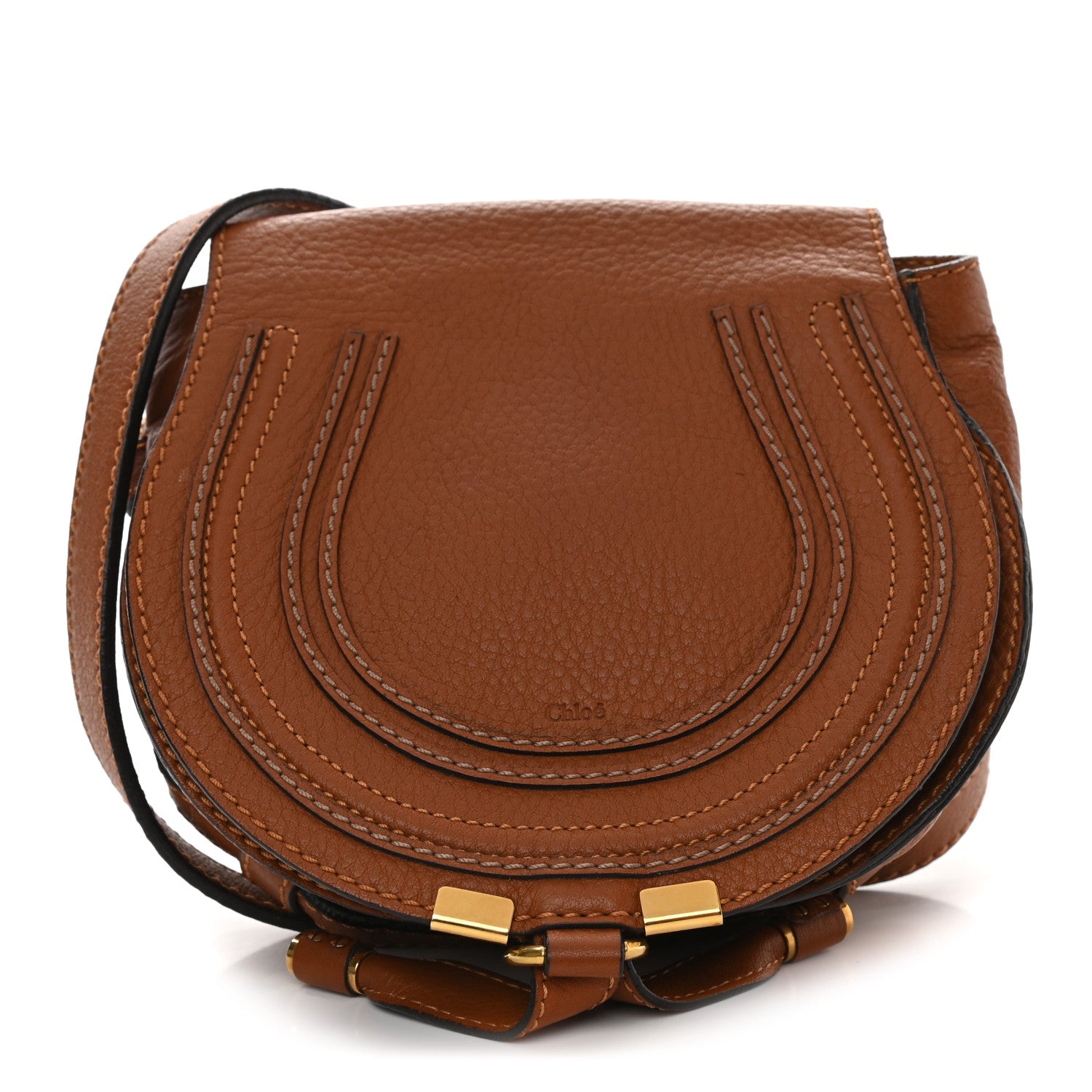 Chloe Calfskin Mini Marcie Round Crossbody Bag Tan 1 of 11