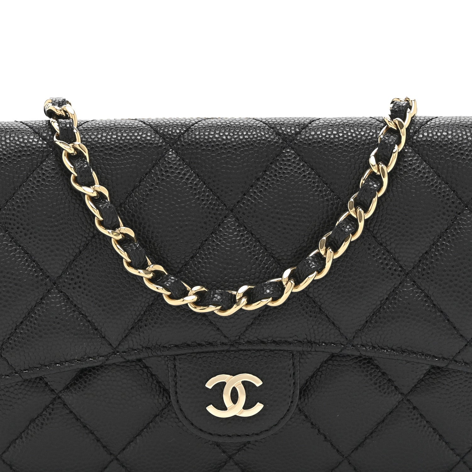 Chanel Caviar Quilted Flap Phone Holder With Chain Black Black 10 of 12