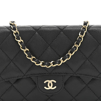 Chanel Caviar Quilted Flap Phone Holder With Chain Black Black 10 of 12